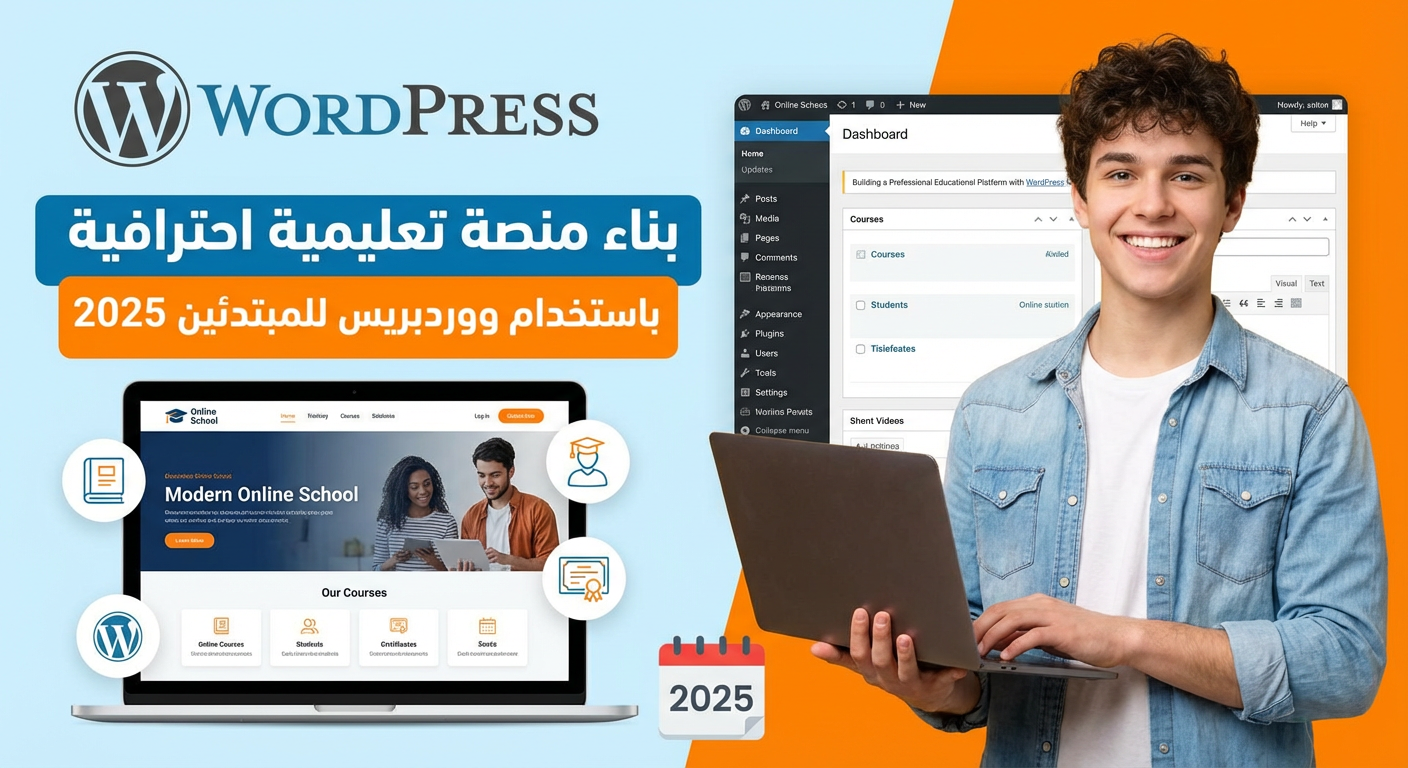 دورة جديدة📘 دورة تصميم منصة تعليمية بالووردبريس للمبتدئين 2025